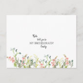 Wildflower Wedding zal je zijn mijn Bridesmaid Inv Uitnodiging Briefkaart (Voorkant)