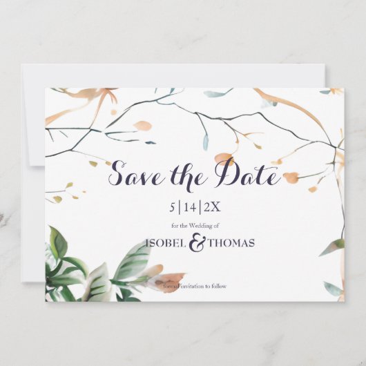 Wildflower Whimsical Boho Greenery Wedding Save The Date (Voorkant)