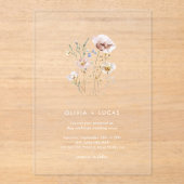 Wildflower Whispers Acryl Huwelijksuitnodiging Acryl Uitnodigingen (Voorkant)