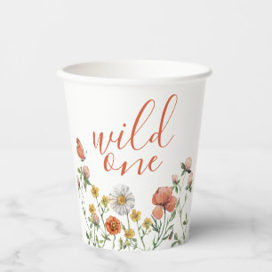 Wildflower Wild Een Eerste Verjaardag Papieren Bekers