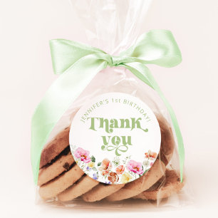 Wildflower Wild een verjaardag dank u Ronde Sticker