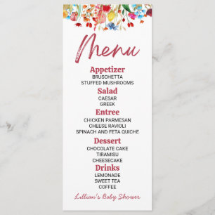 Wildflower Wild Flower Baby shower Voedsel Menu