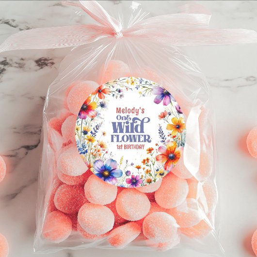 Wildflower Wild One 1st birthday  Ronde Sticker