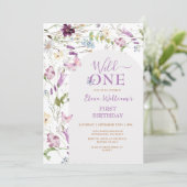 Wildflower Wild ONE Vlinder Verjaardag Uitnodiging (Staand voorkant)