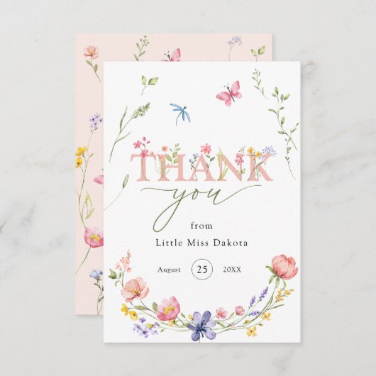 Wildflower Wild & Onederful 1e Verjaardag Bedankt (Voorkant / Achterkant)