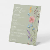 Wildflower Wilde Bloem Bloemen Bruiloft Bar Reclamebord Met Voetstuk (Voorkant)