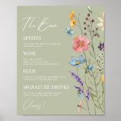 Wildflower Wilde Bloem Bloemen Bruiloft Bar Teken Poster (Voorkant)