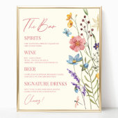 Wildflower Wilde Bloem Bloemen Bruiloft Bar Teken Poster