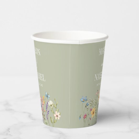 Wildflower Wilde Bloem Bloemen Tuin Bruiloft Papieren Bekers (Rechts)