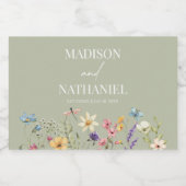 Wildflower Wilde Bloem Bloemen Tuin Bruiloft Sparkling Wijnetiket (Enkel label)