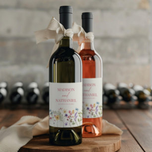 Wildflower Wilde Bloem Bloemen Tuin Bruiloft Wijn Etiket