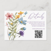 Wildflower Wilde Bloem QR Code Bruiloft Details Informatiekaartje (Voorkant)