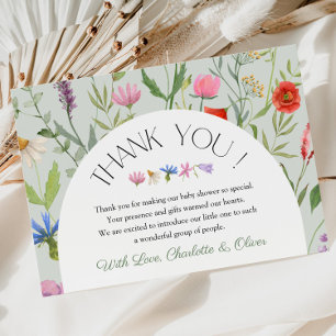 Wildflower Witte Bloemen Baby shower Dank u kaart