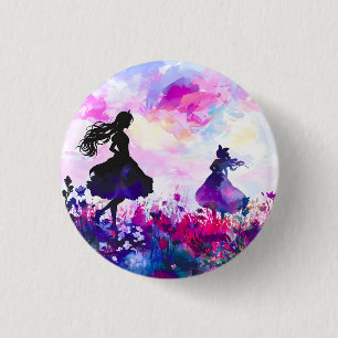 Wildflower Wonderland Waterverf Ronde Button 3,2 Cm