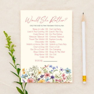 Wildflower Would She Rather Baby Shower Spel