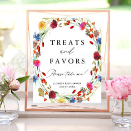 Wildflower Wreath Treats and Favors Shower Display Poster