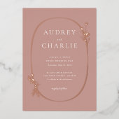 Wildflower Wreath Wedding Folie Uitnodiging (Voorkant)