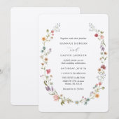 Wildflower Wreath Wedding Kaart (Voorkant / Achterkant)