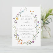 Wildflower Wreath Wedding Kaart (Staand voorkant)
