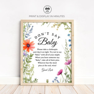 Wildflower "Zeg niet Baby" Baby Shower Spel bord Poster