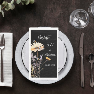 Wildflower zwart 50 fantastische verjaardag servet