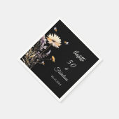 Wildflower zwart 50 fantastische verjaardag servet (Hoek)