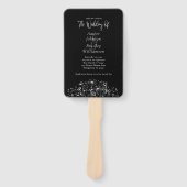 Wildflower Zwart Wit Botanisch Bloemen Programma Handwaaier (Voorkant)