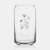 Wildflower zwarte hand-tekening aangepaste naam blikvorm glas (Voorkant)