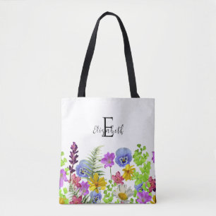 Wildflowers Aangepaste naam en Monogram Draagtas