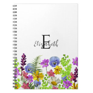 Wildflowers Aangepaste naam en Monogram Notitieboek
