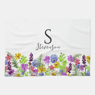 Wildflowers Aangepaste naam en Monogram Theedoek