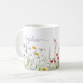 Wildflowers Aangepaste scriptnaam Koffiemok (Voorkant links)