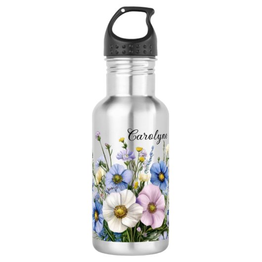Wildflowers & Add your name  Waterfles (Voorkant)
