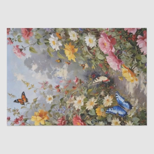 Wildflowers and Butterflies Decoupage Tissue Paper Tissuepapier (Voorkant)