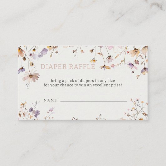 Wildflowers Baby Girl Baby shower Luier Raffle Informatiekaartje (Voorkant)