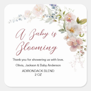 Wildflowers Baby in Bloom Elegant Modern Vierkante Sticker
