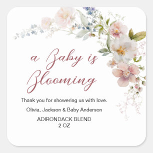Wildflowers Baby in Bloom Elegant Modern Vierkante Sticker