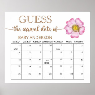 Wildflowers Baby Shower Raad de Bevalling Datum Ka Poster