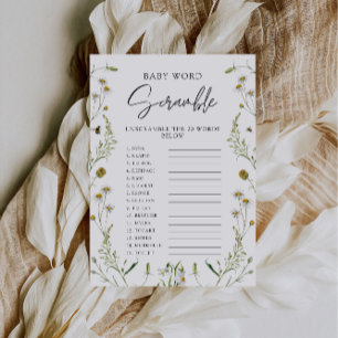 Wildflowers Baby shower spel – Word scramble Kaart