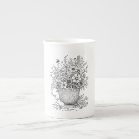 Wildflowers & Bee Vintage Teacup Mug (Devant)