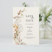 Wildflowers Beige Boho Botanical Save The Date (Staand voorkant)