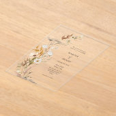 Wildflowers Beige Boho Botanische bruiloft Acryl Uitnodigingen (Laagn)
