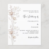 Wildflowers beige crème boho bruiloft uitnodiging (Voorkant)