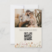 Wildflowers Beige Foto QR Code Bewaar de datum Save The Date (Achterkant)