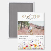 Wildflowers Bewaar de trouwdatum Magneet (Voorkant / Achterkant)