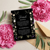 Wildflowers Black Wedding Details Behuizing Kaart
