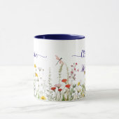 Wildflowers Blauw Aangepaste scriptnaam Mok (Midden)