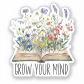  Wildflowers Boek Grow Your Mind Quote Sticker (Voorkant)