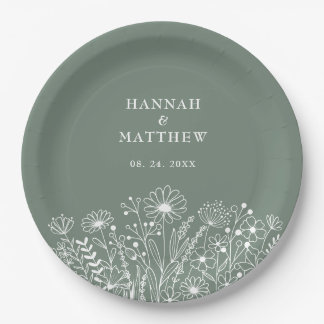 Wildflowers Boho Sage Green Wedding Papieren Bordje