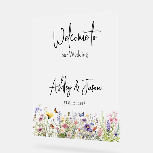 Wildflowers Bruiloft Welkom Frosted Acryl Sign Acryl Bord (Hoek)
